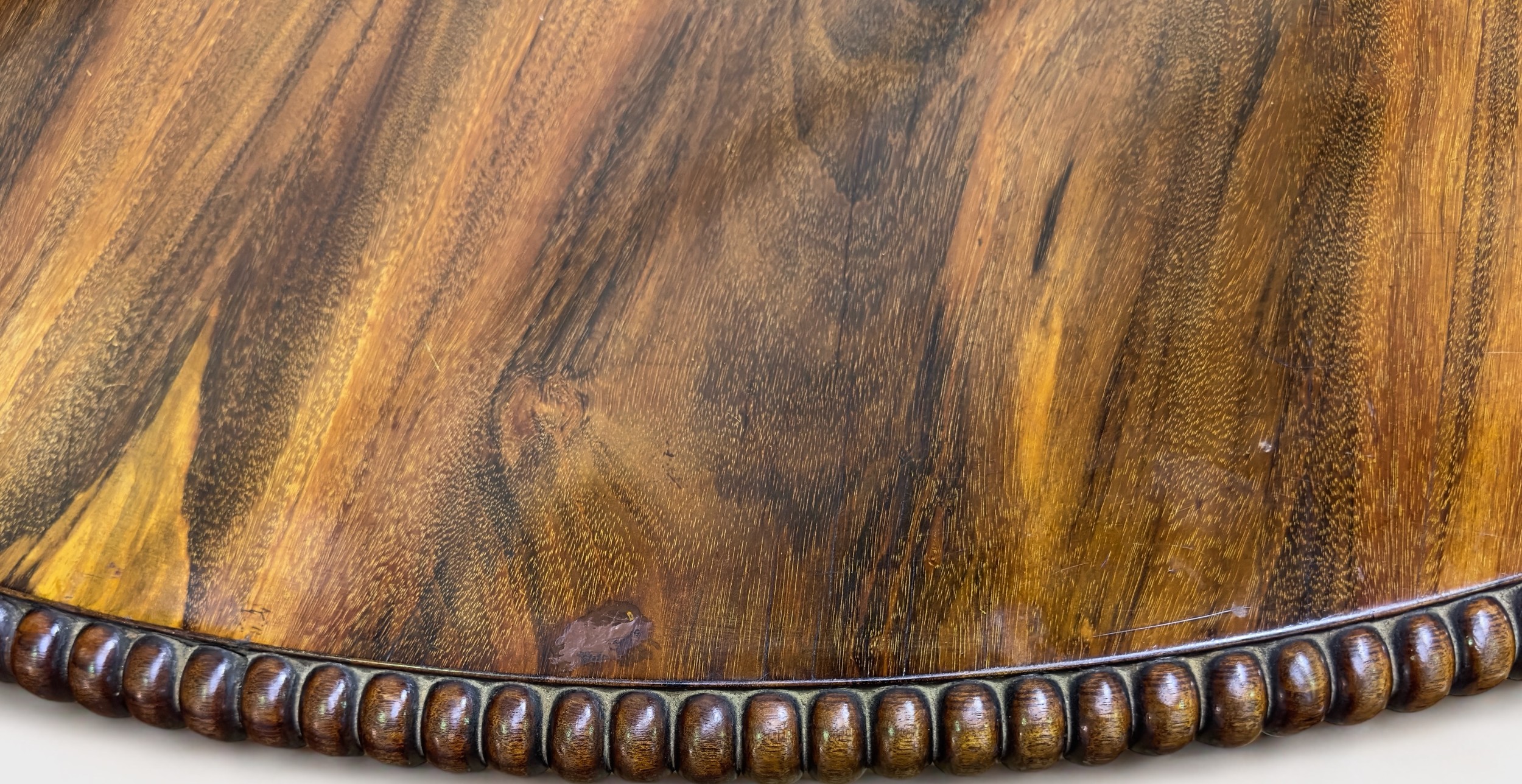 A William IV rosewood breakfast table, the circular tilt-top with beaded edge and brass locking - Image 2 of 3
