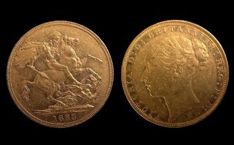 Queen Victoria gold sovereign, Melbourne Mint mark, 1883, Obverse Young Head, Reverse St George &