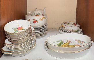 A Royal Worcester ‘Evesham’ pattern part tea, coffee and dinner service, comprising, teapots,