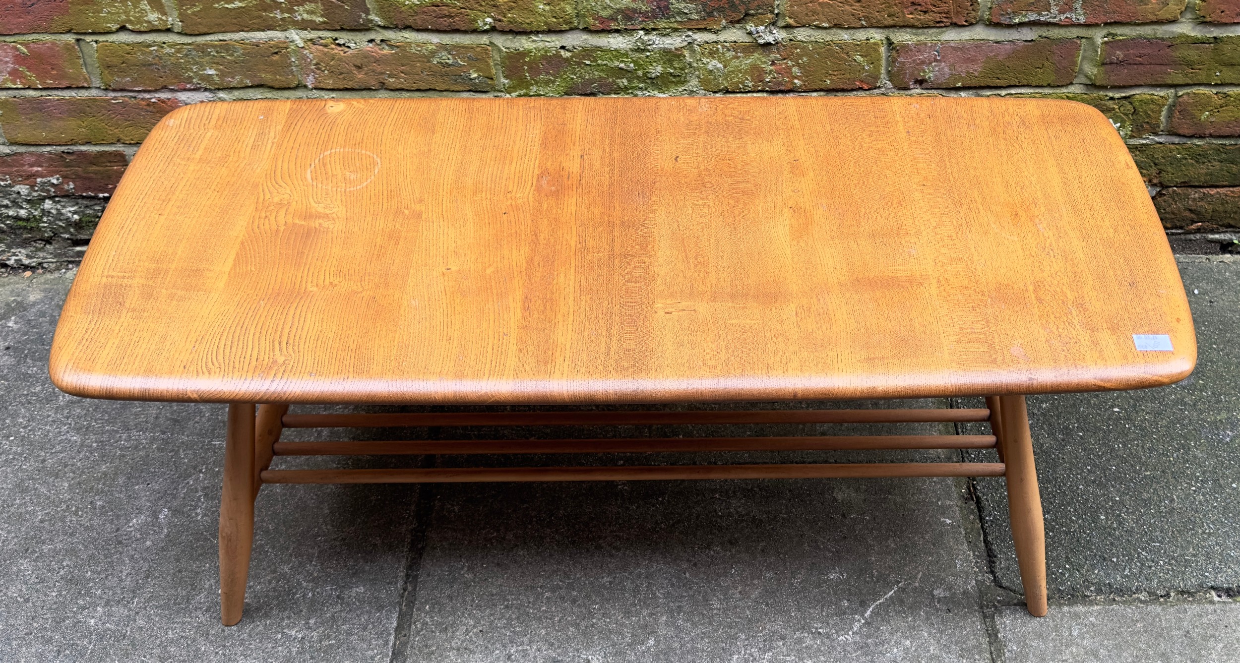 An Ercol blonde elm Windsor low coffee table, model no. 459, of rectangular form, with rounded - Image 2 of 6