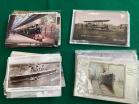 Approximately 90 transport-related cards including 8 aviation (2nd photo), about 30 rail interest (