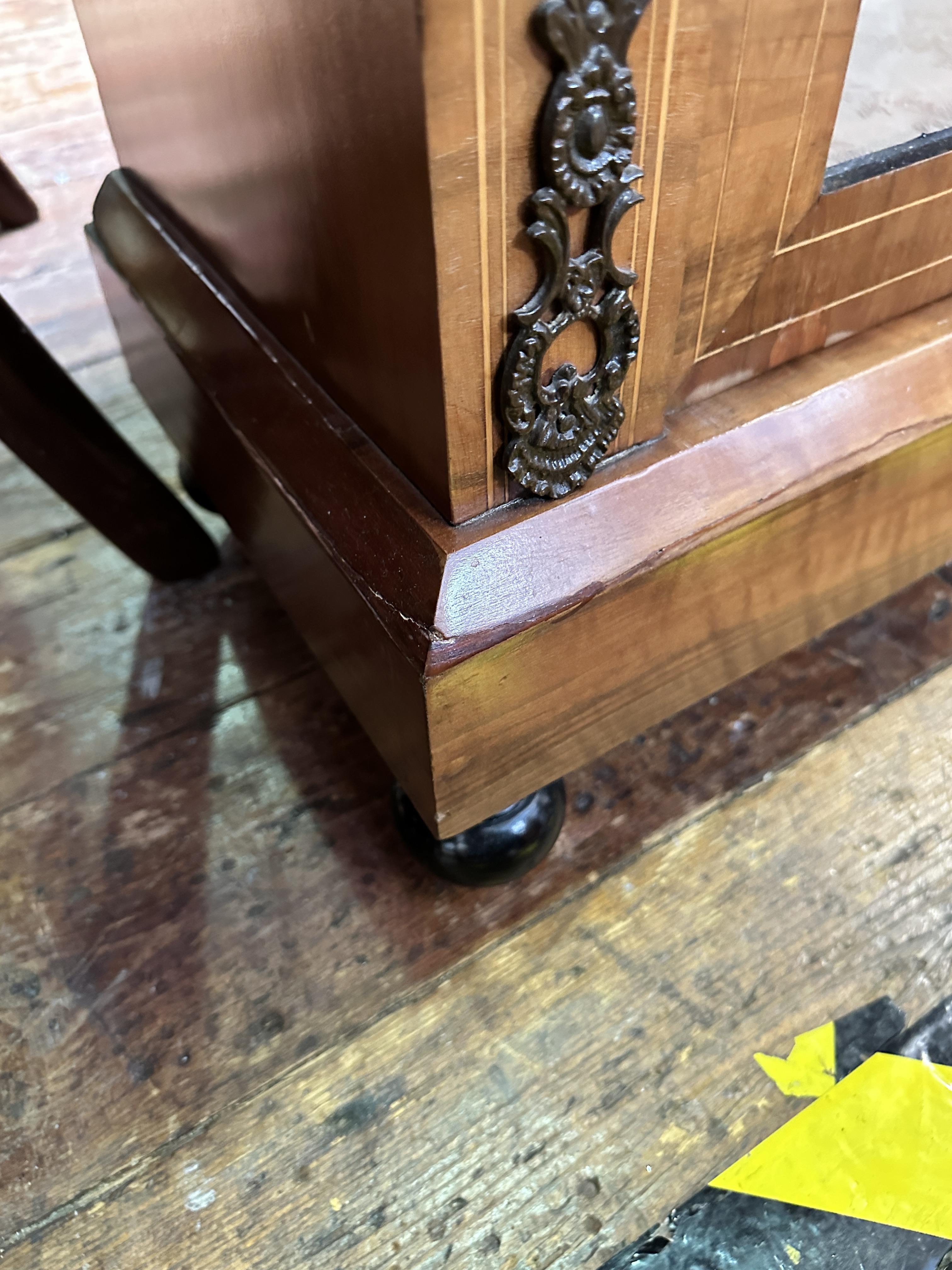 A Victorian inlaid walnut pier cabinet, with single central glazed door enclosing three shelves, - Image 8 of 9