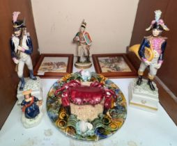 Three porcelain figures of Napoleonic soldiers including two by Guido Cacciapuoti, comprising