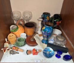 A collection of assorted ceramics and collectables, including a two carved novelty Austrian cork