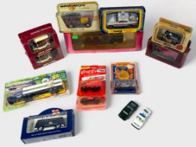 A small quantity of boxed die-cast scale model vehicles, comprising Corgi, Matchbox, Dinky, etc., to