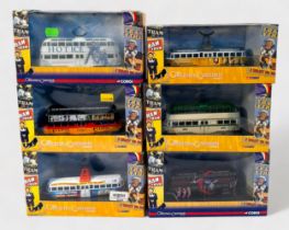 Twelve assorted boxed Corgi Original Omnibus Company 1/76 scale die-cast model Blackpool railcoaches