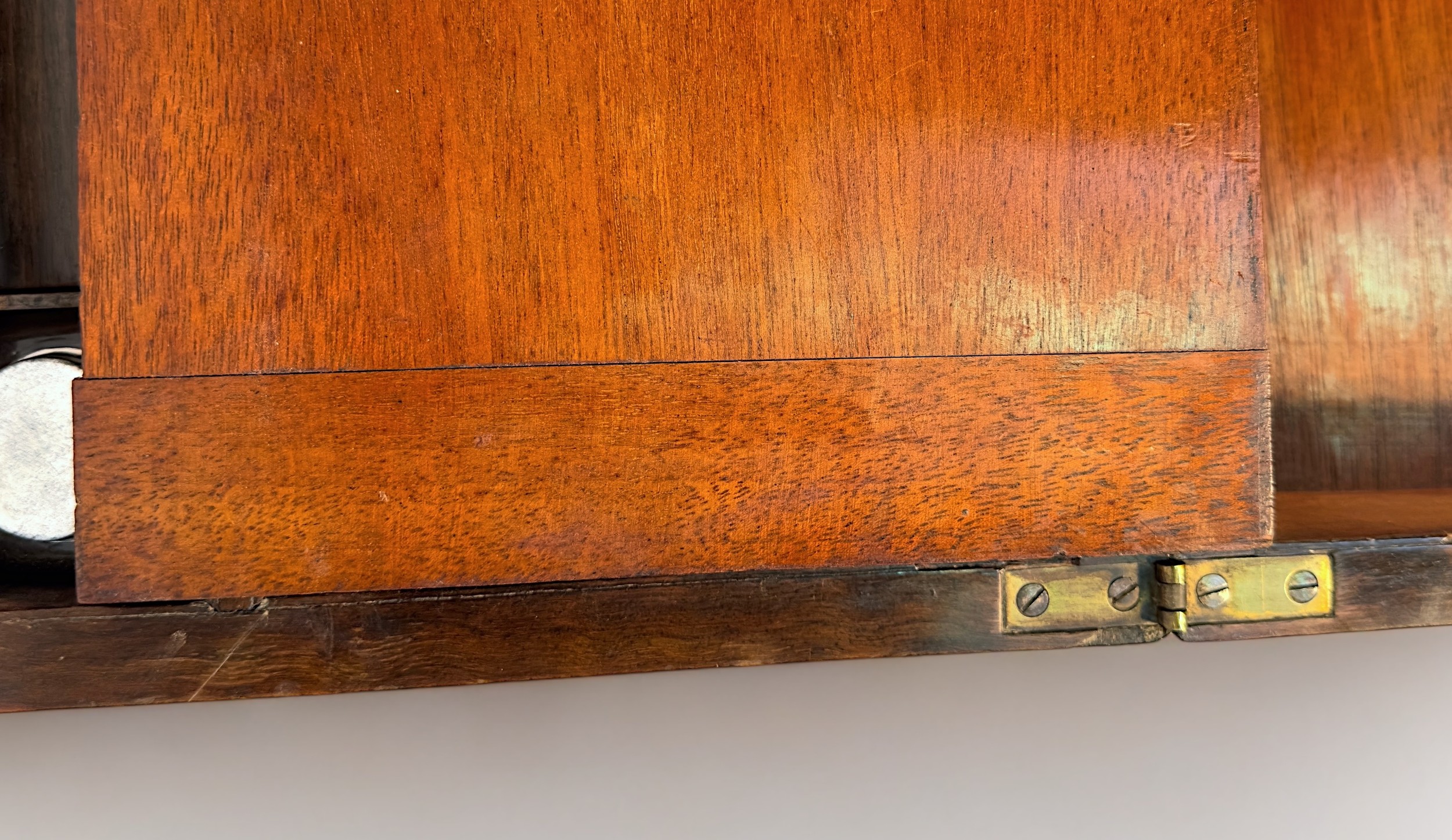 A Victorian mahogany writing slope with walnut veneer and brass inlay, together with a smaller - Image 4 of 7