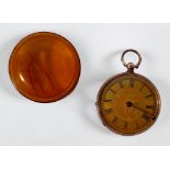 A continental 14ct gold open-faced pocket watch, the gilt dial with Roman numerals denoting hours,