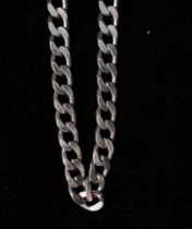 A rhodium-plated 9k gold necklace, of flat curb link with spring hook fastening, 26.22g