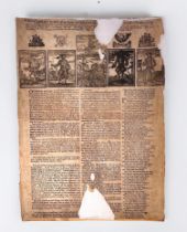 An rare mid 18th cetury single printed page being 'A Full and particular Account of the Lives and