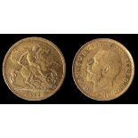 A George V 1915 22ct gold half-Sovereign, gross weight approximately 4g