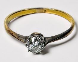 A diamiond solitaire ring, Victorian round facted diamond estimated weight 0.33cts, eight-claw