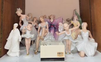 A collection of eighteen various porcelain figures of ladies, comprising, Wallendorfer Porzellan,