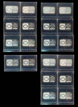 Twenty individual 'One-Ounce' troy .999 Fine Silver Bullion bars,' minted by Johnson Matthey Bankers