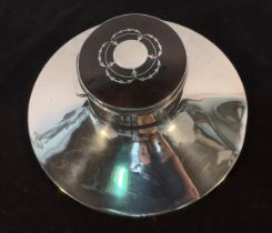 A George V Silver and Tortoiseshell large capstan inkwell, the hinged cover with silver-inlaid