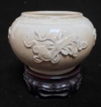 A Rare Longquan Celadon Washer, (Ming Dynasty 1368-1644), of slightly compressed globular form