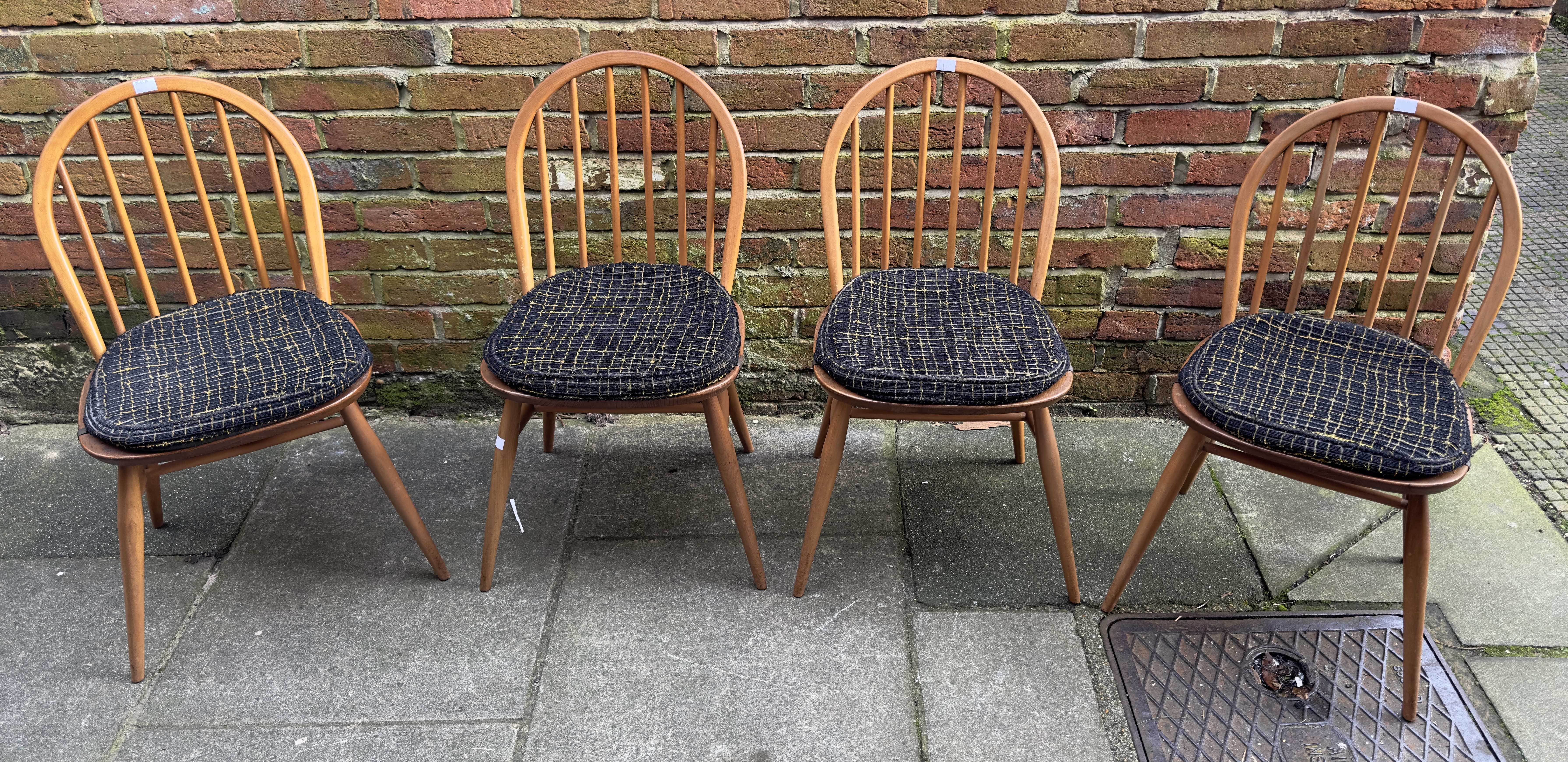 An Ercol blonde elm drop-leaf dining table, model 383, raised on squared, tapering supports, 136cm - Image 2 of 8