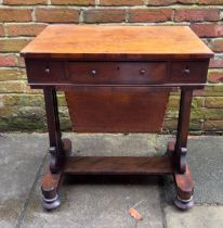 A William IV mahogany work table, with rectangular top above three frieze drawers and opposing