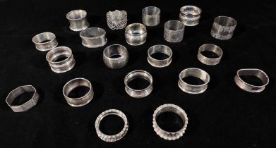 A collection of 20 assorted silver napkin rings, gross weight approximately 10ozt