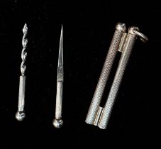 A QEII silver toothpick set by S J Rose & Son, with two removable toothpicks, hallmarked London,