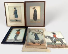 Five early 19th century political/personal satire prints, hand-coloured, Heath (William). The Duke