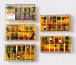 Five Dinky Toys ‘OO’ gauge Railway figure sets, comprising, 050 Railways Staff, 052 Railway