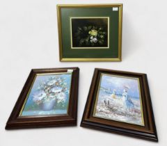 Seven assorted watercolours and oil paintings by various artists, to include, Violette De Mazia (