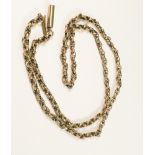A 9ct gold double belcher link chain, with cylinder and slide fastening, weighs 9.0 grams.
