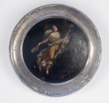 Luigi Del Buono (19th century) Circular study of a nymph with staff and tambourine, signed, oil on