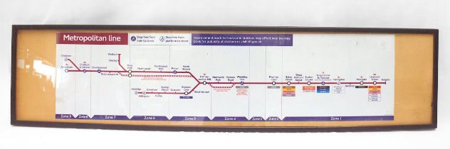 A London Underground railway carriage panel line diagram for the Metropolitan Line, issued September