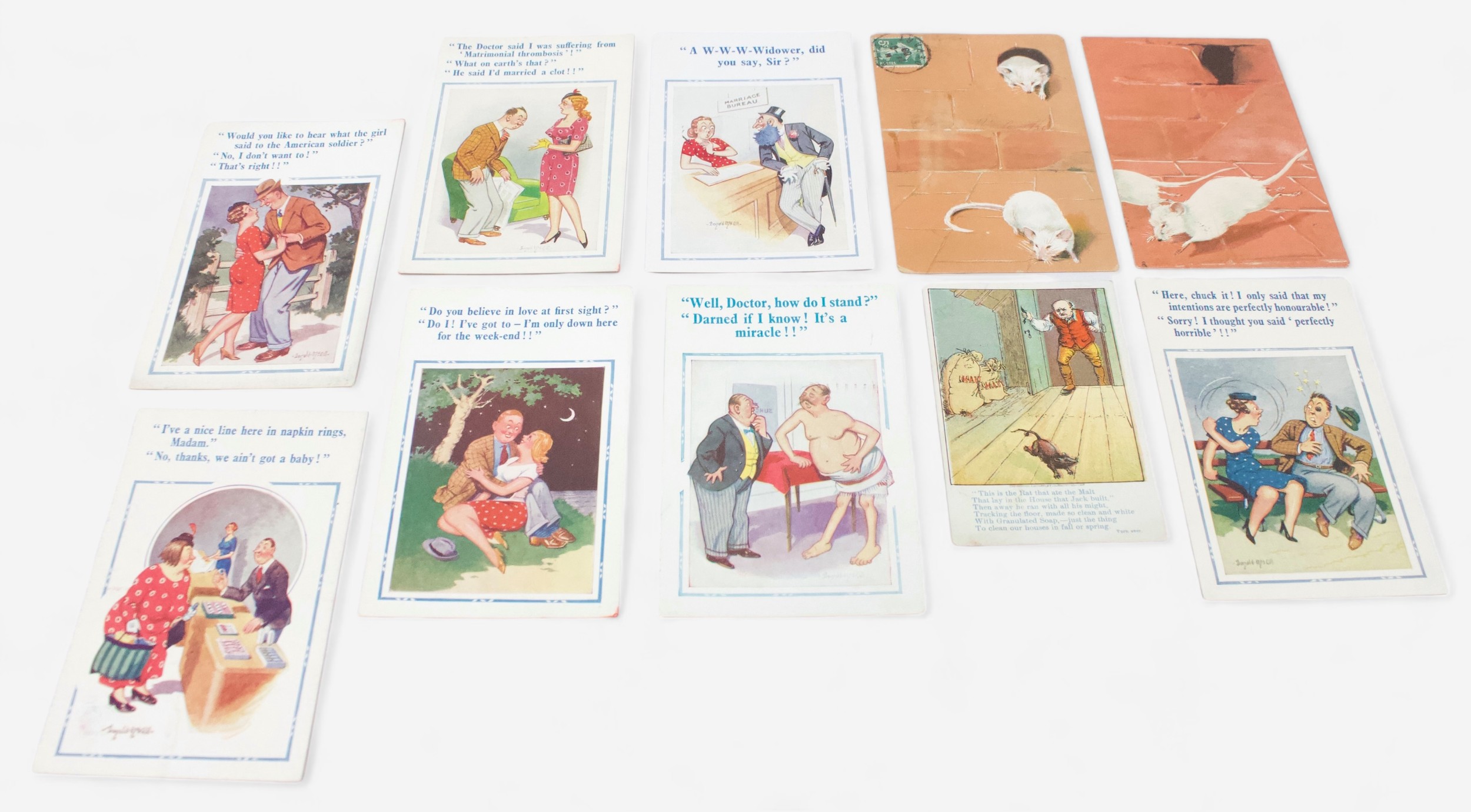 A small collection of assorted loose postcards including approximately 43 humour cards by Donald - Image 2 of 6