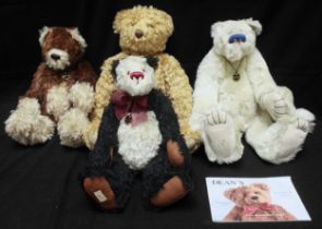 Four assorted Dean’s Rag Book limited edition teddy bears, comprising Frosty and Annie, designed