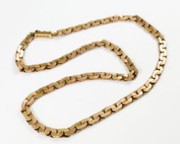 A 9ct gold C-link chain with gold box slider fastener with figure-eight safety catch, weighs 18.1