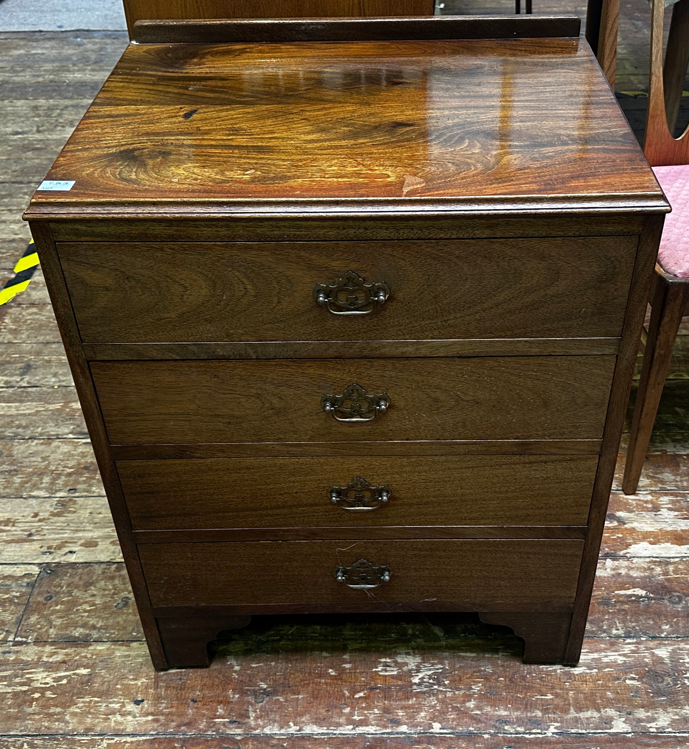 A mahogany bedside table with shaped trestle ends and sled runners, 43cm wide, together with a - Image 3 of 3