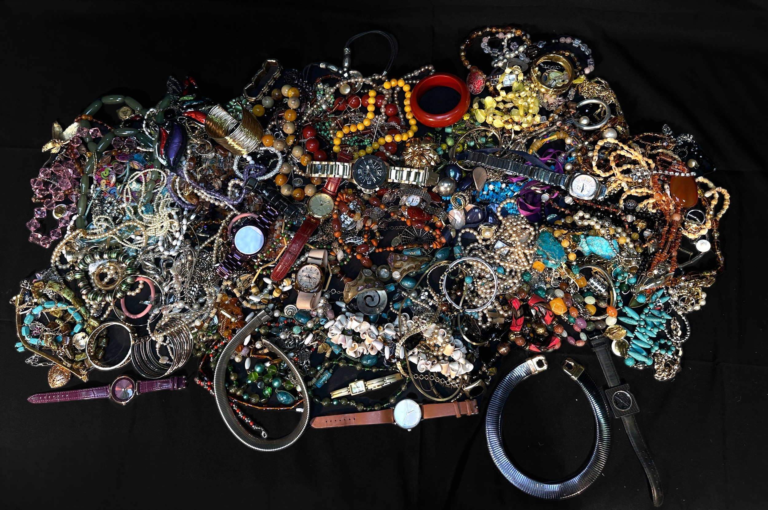 A good collection of assorted costume jewellery including a Givenchy necklace, bangles, chains, bead