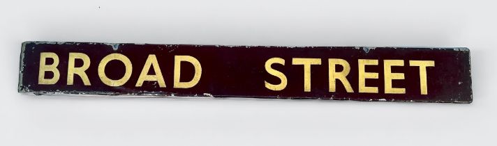 A double-sided aluminium carriage board for Broad Street - Euston, in the British Rail (Midland)