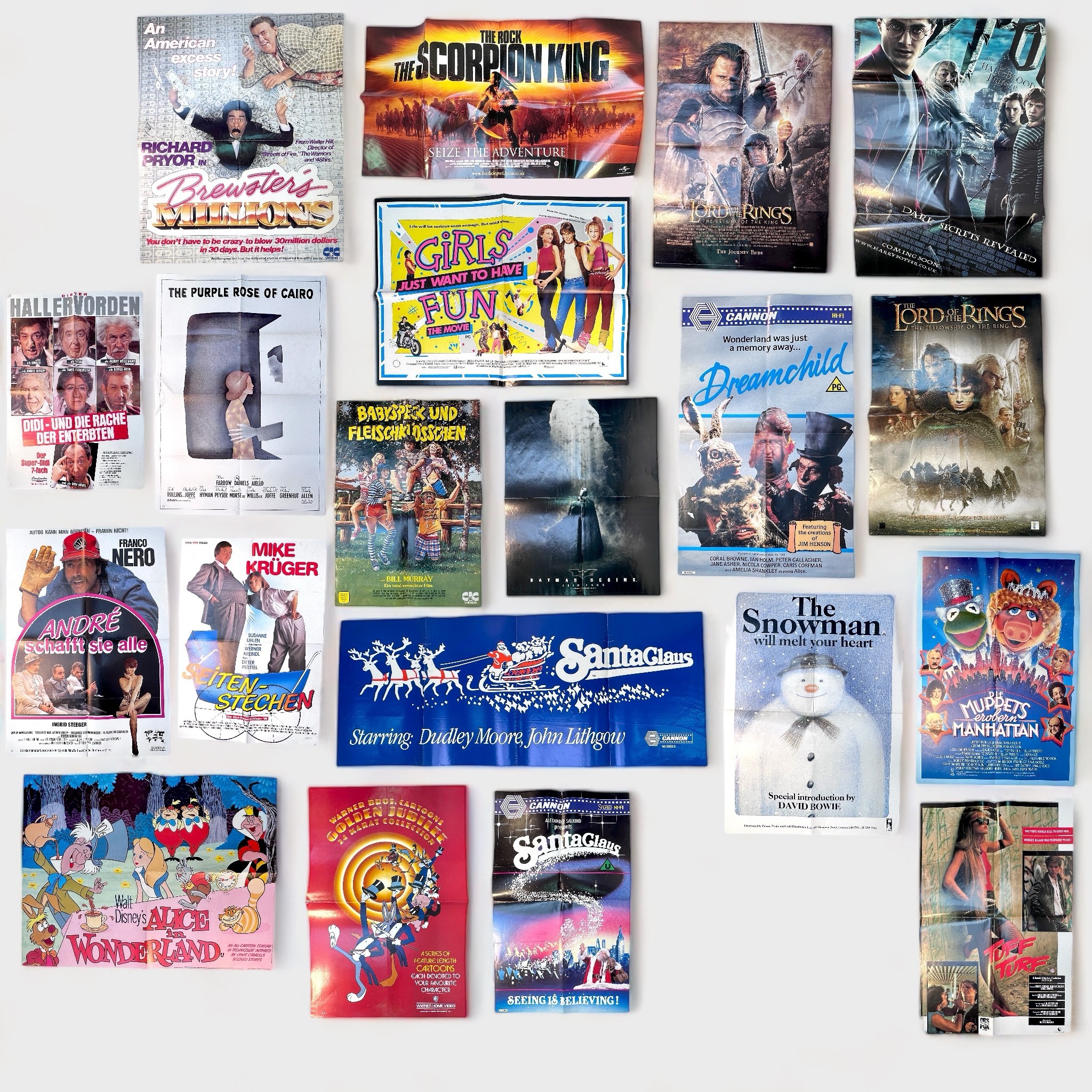 Twenty-one assorted Family and Adventure film posters for UK and German audiences, some for 1980s