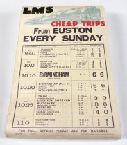 A London, Midland & Scottish Railway (LMS) poster, ‘Cheap Trips From Euston Every Sunday’, with a