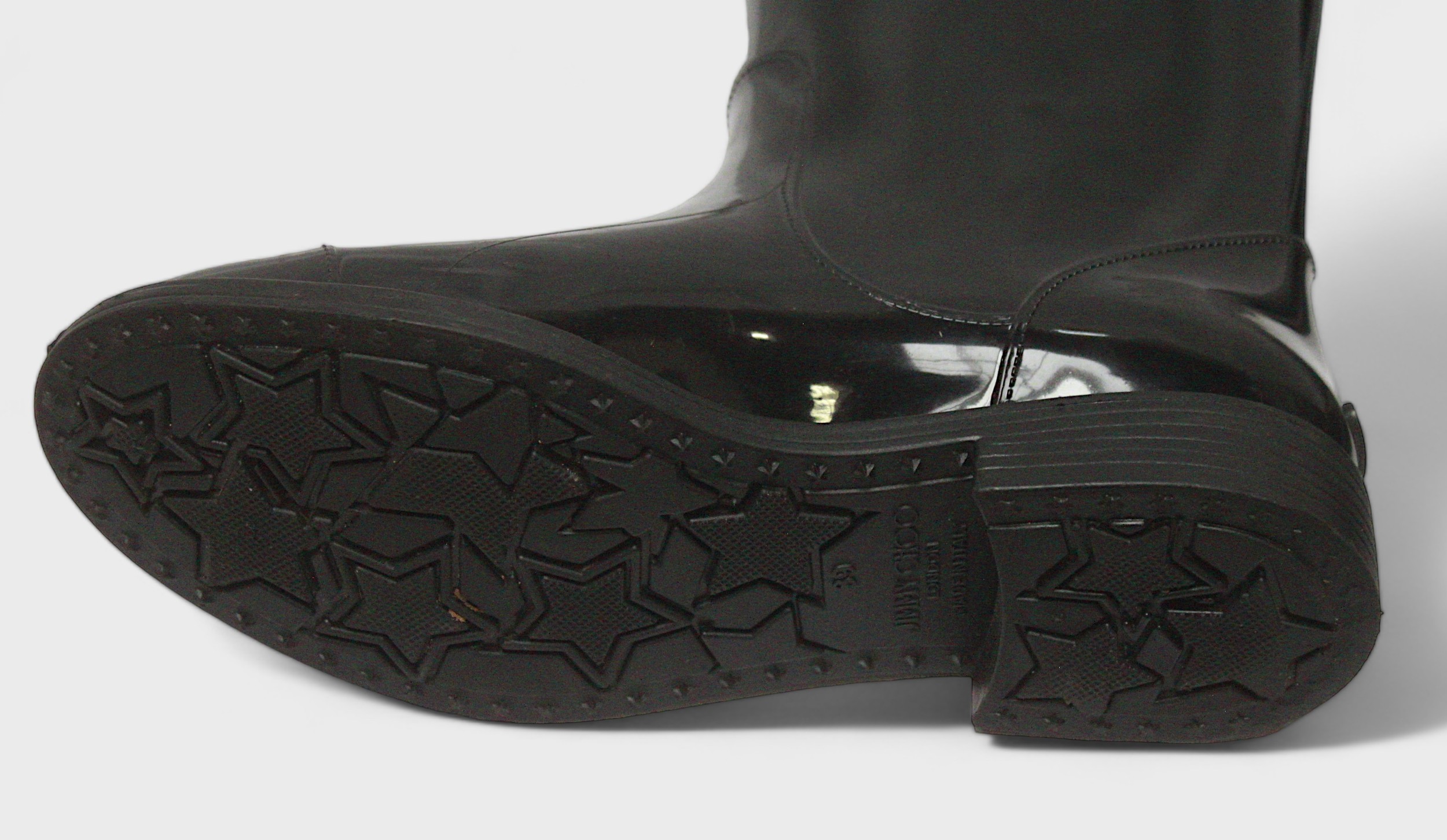 A pair of ladies Jimmy Choo black Wellington boots, with applied gilt JC monogram to sides, size 39, - Image 3 of 4