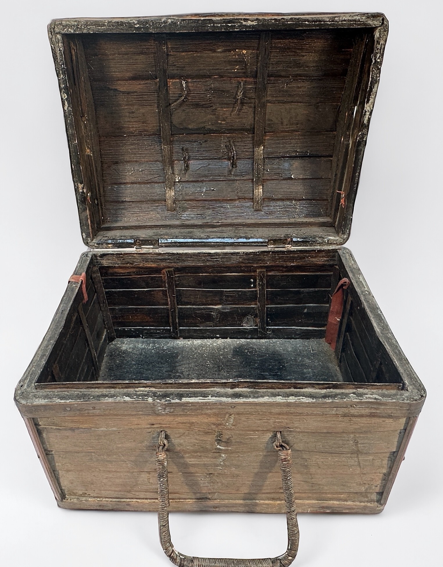 A Chinese portable vanity box, with adjustable easel mirror with three carved drawers beneath, - Image 3 of 5