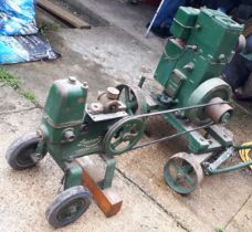 A Lister stationary petrol engine, manufactured by R.A.Lister & Co Ltd, Dursley, England, with