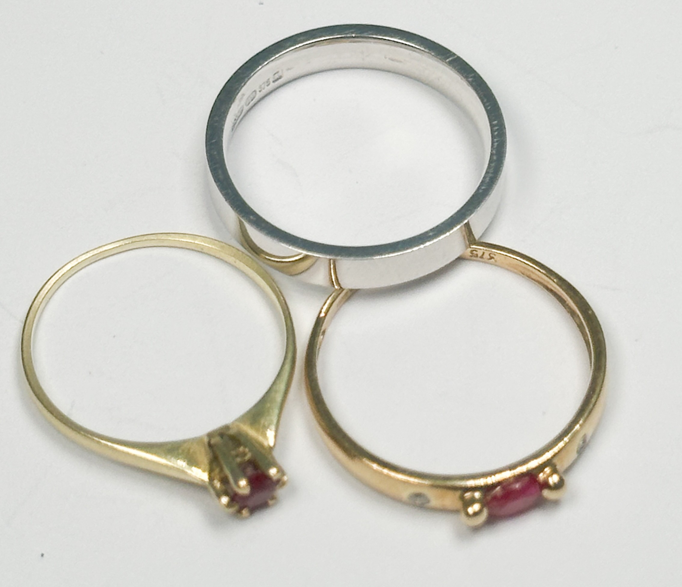 A 14ct yellow gold dress ring, claw-set with a small ruby, together with a 9ct yellow gold ruby - Image 3 of 3