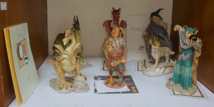 A collection of six Hap Henriksen figures from the Wizards, Jesters & Dragons collection, to include