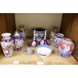 A collection of assorted Oriental and Oriental style ceramics including a Chinese blue and white tea