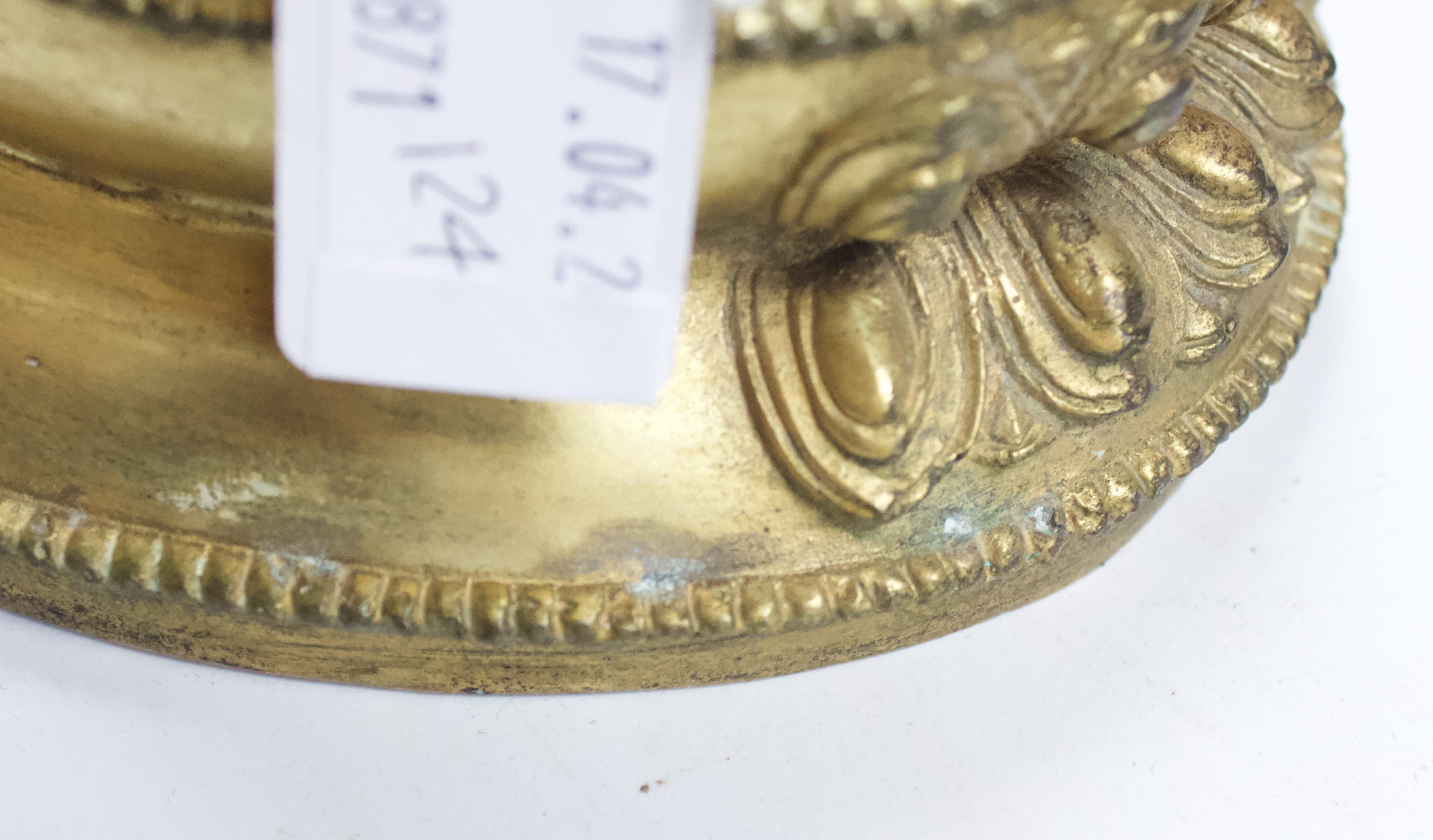 A Gilt-bronze Tibetan style Buddha, seated in lotus position and holding a vajra and meditiation - Image 10 of 14