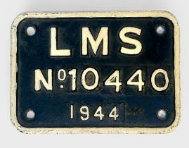 A cast iron tenderplate, LMS No. 10440 - 1944, for an ex Stanier 4-6-0 44818, possibly repainted,