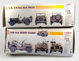 Two boxed Dragon 1/6 scale model build kits, comprising, S.A.S. 4x4 Desert Raider and U.S. 1/4 Ton