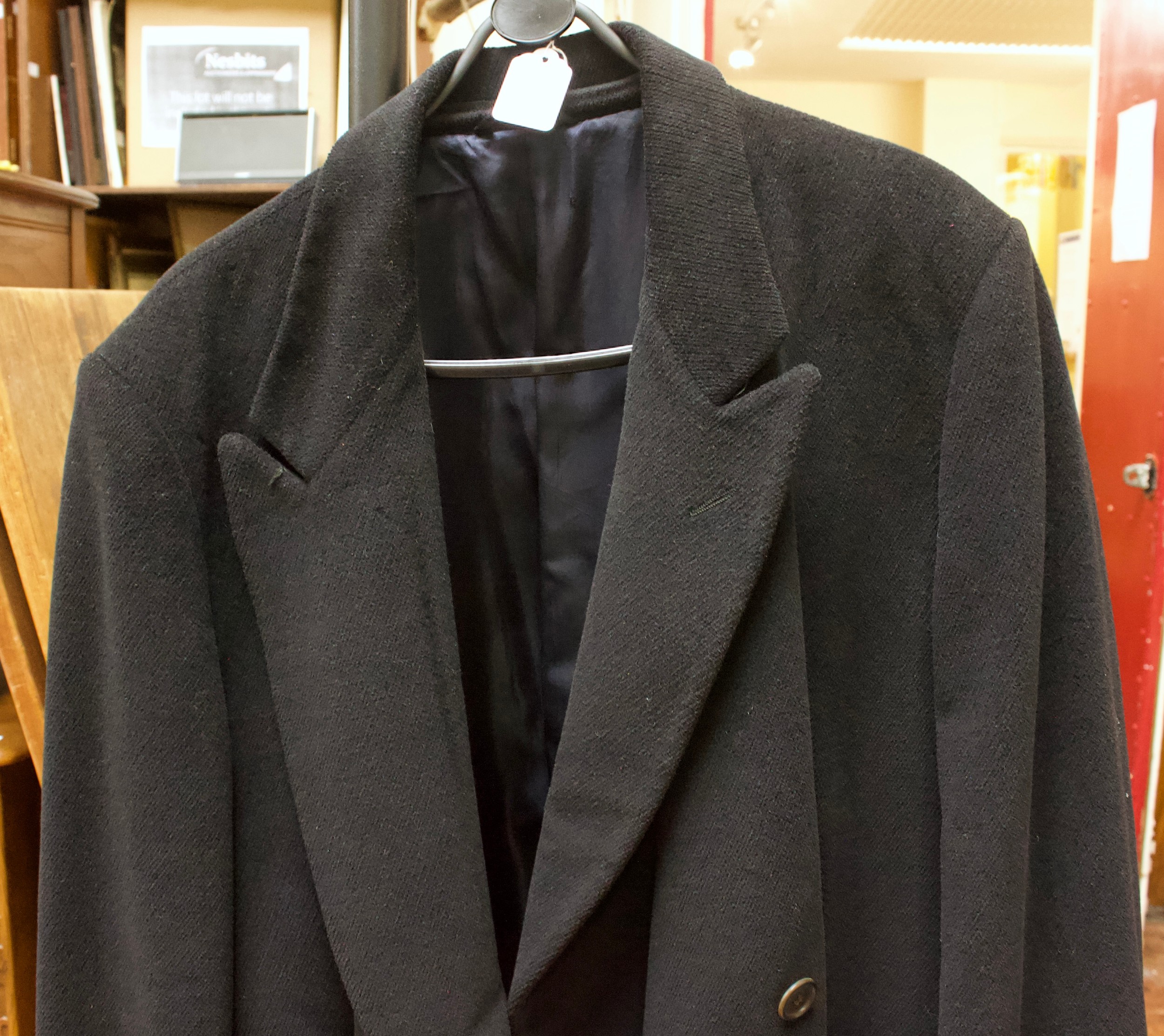 A men's Giorgio Armani black new wool, cashmere and camel hair double-breasted overcoat, with - Image 2 of 2