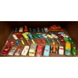 A collection of fifty assorted die-cast scale model vehicles, comprising Dinky Toys, Corgi,
