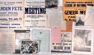 A collection of League of Nations Union printed ephemera, relating to the Emsworth, Havant and